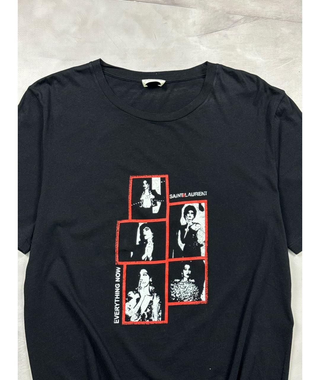 SAINT LAURENT Черная хлопковая футболка, фото 2