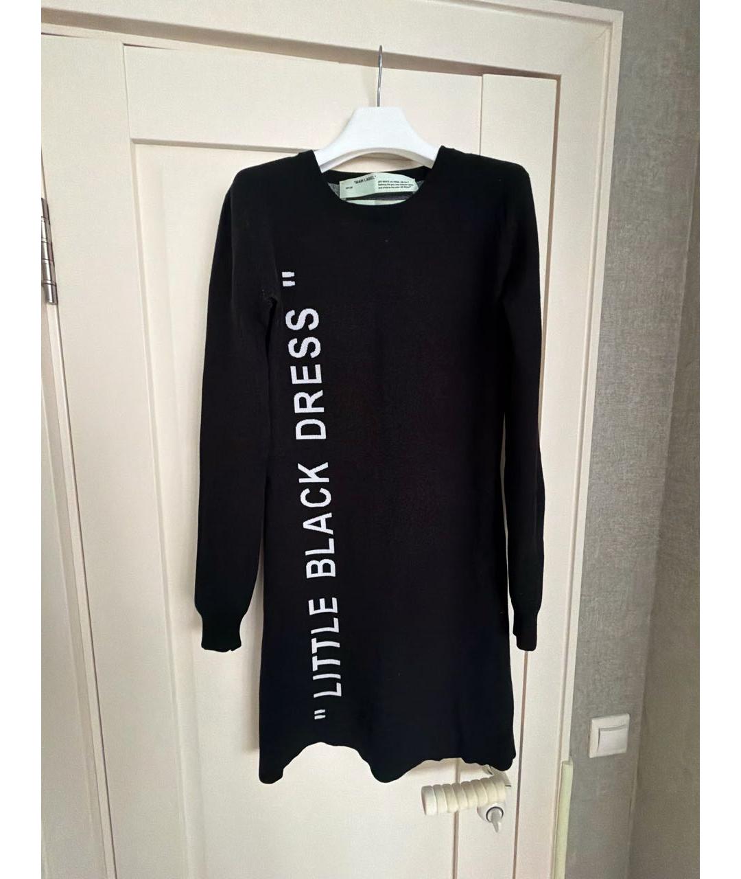 OFF-WHITE Черное шифоновое повседневное платье, фото 5