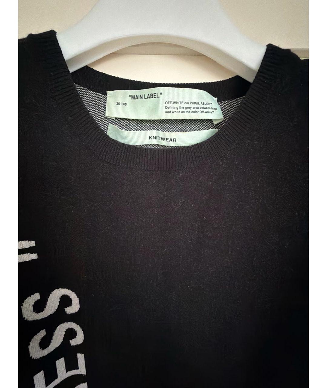OFF-WHITE Черное шифоновое повседневное платье, фото 4
