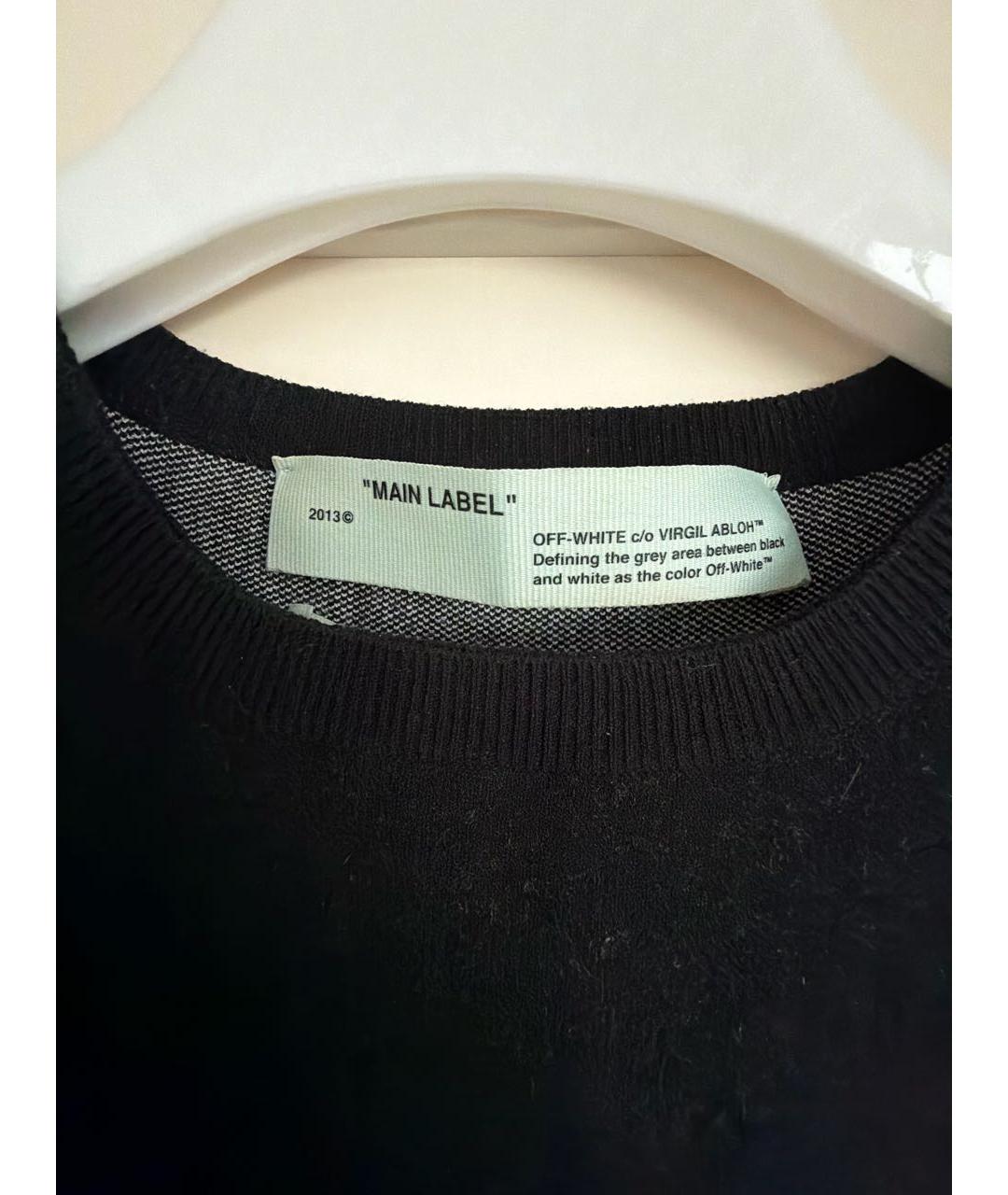 OFF-WHITE Черное шифоновое повседневное платье, фото 3