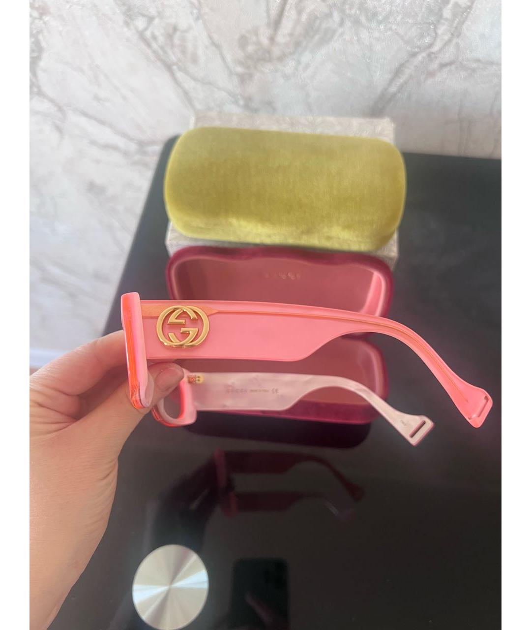GUCCI Розовые пластиковые солнцезащитные очки, фото 2