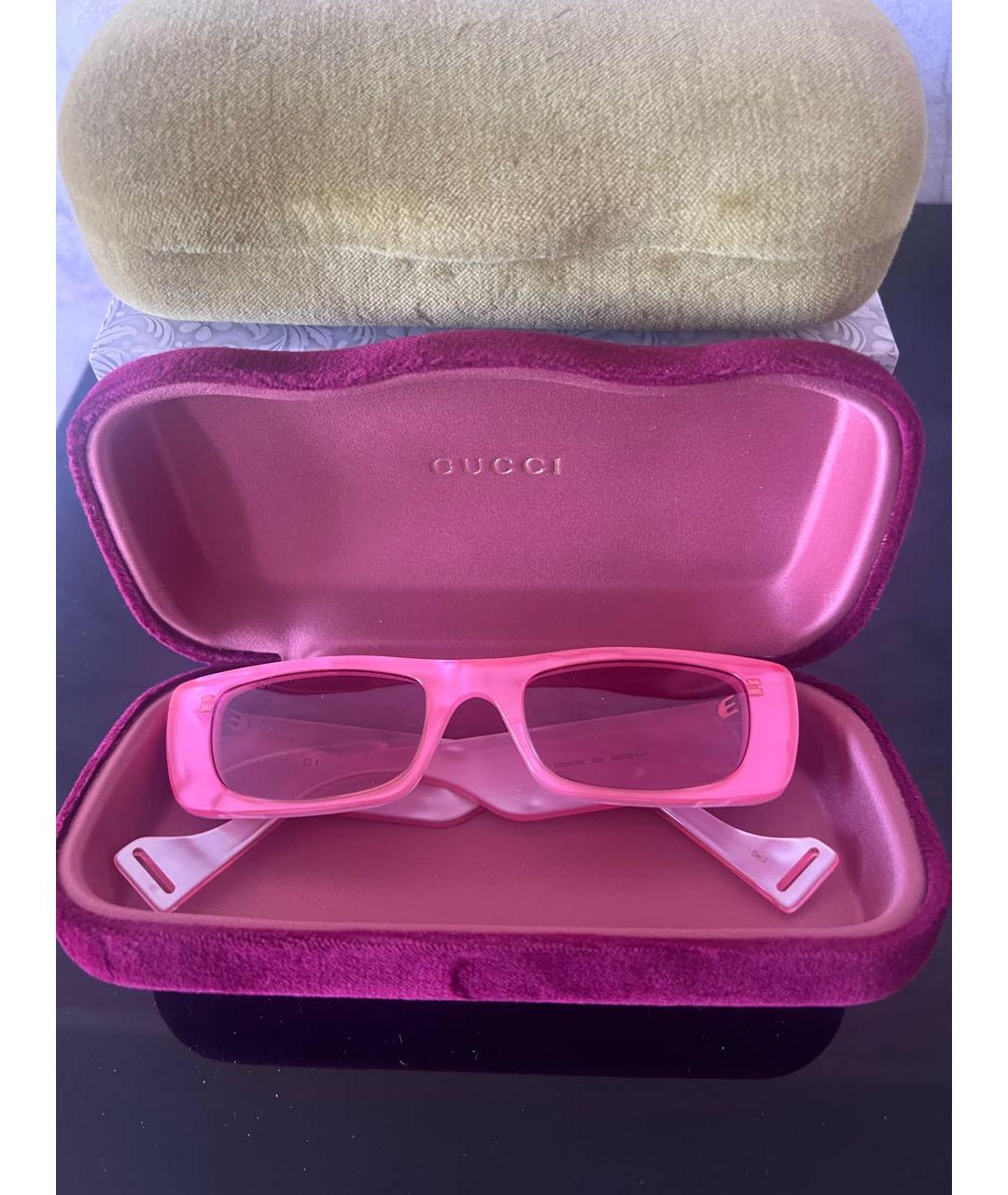 GUCCI Розовые пластиковые солнцезащитные очки, фото 6