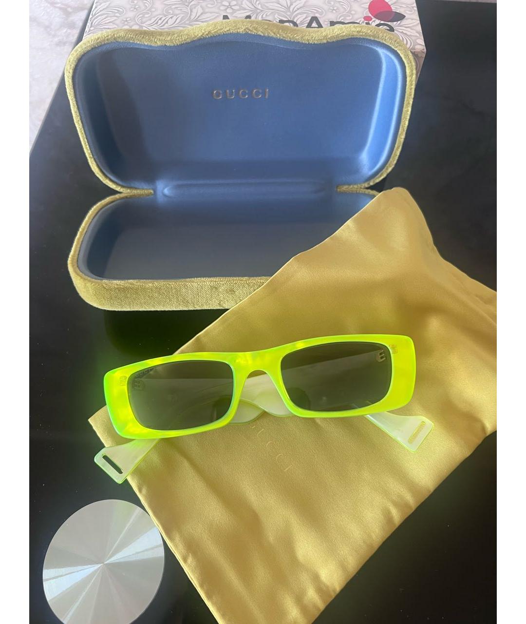 GUCCI Салатовые пластиковые солнцезащитные очки, фото 8