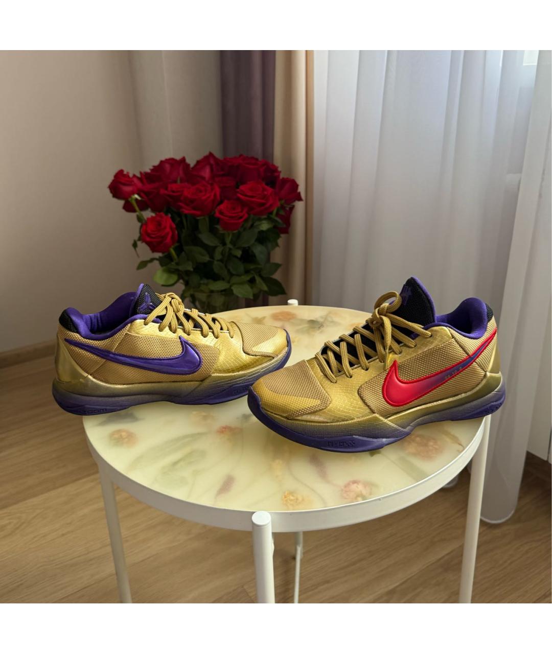 NIKE Золотые текстильные кроссовки, фото 4
