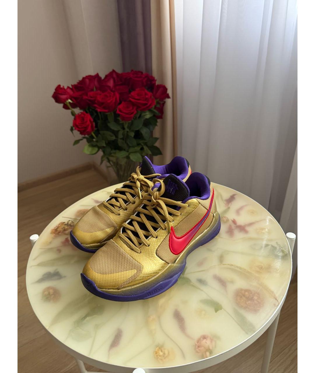 NIKE Золотые текстильные кроссовки, фото 2