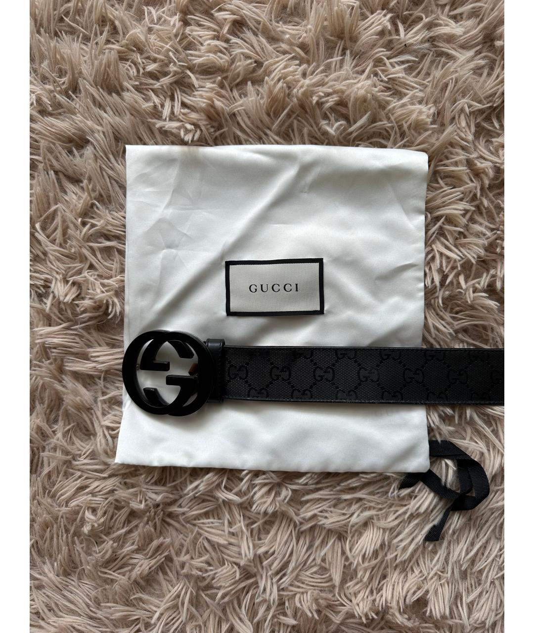 GUCCI Черный полиуретановый ремень, фото 2