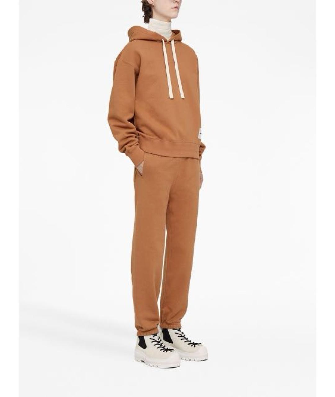 JIL SANDER Коричневые хлопковые спортивные брюки и шорты, фото 2