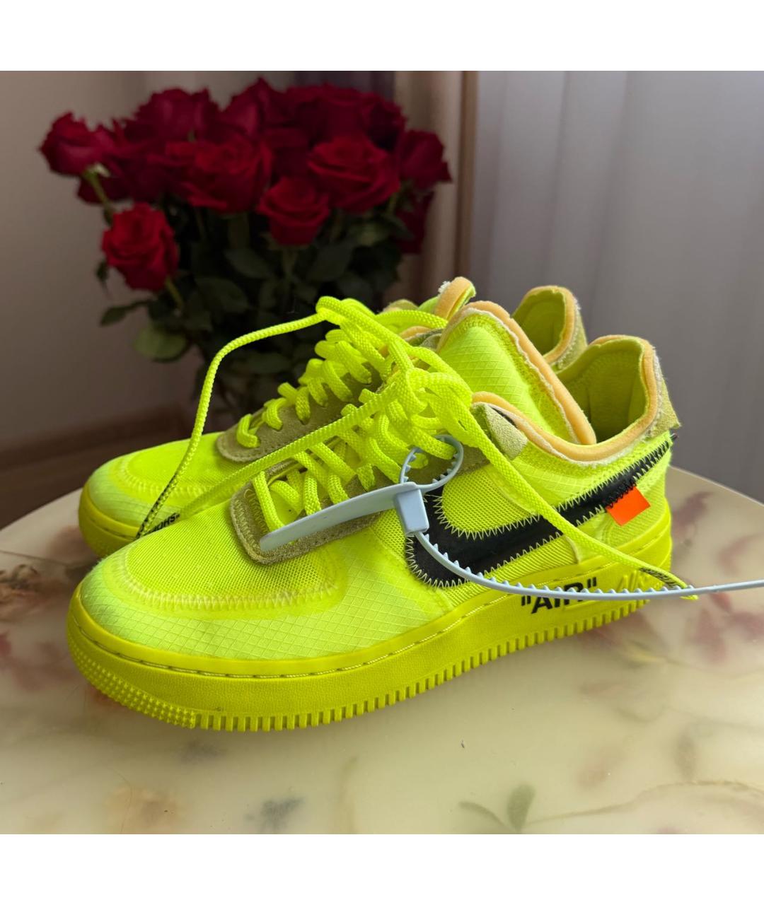 NIKE X OFF-WHITE Салатовые текстильные кроссовки, фото 5
