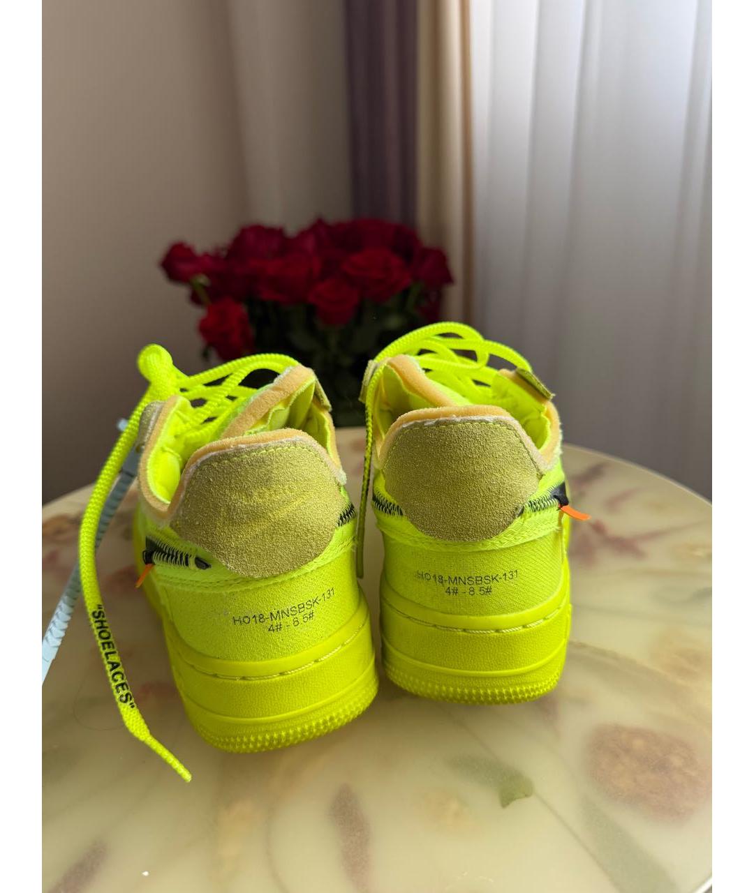 NIKE X OFF-WHITE Салатовые текстильные кроссовки, фото 4