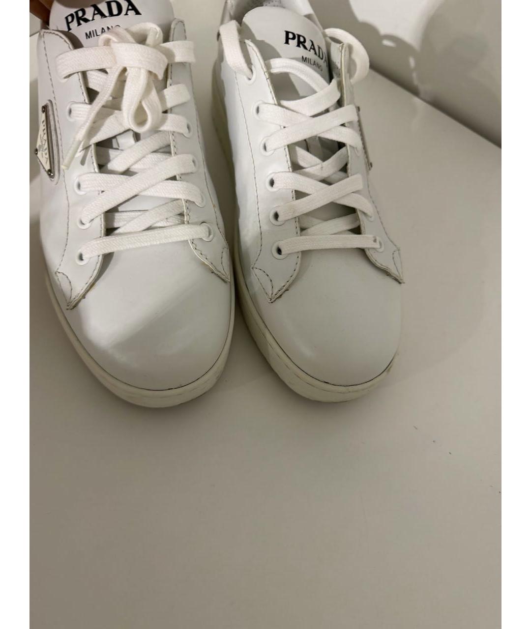 PRADA Белые кожаные кеды, фото 3