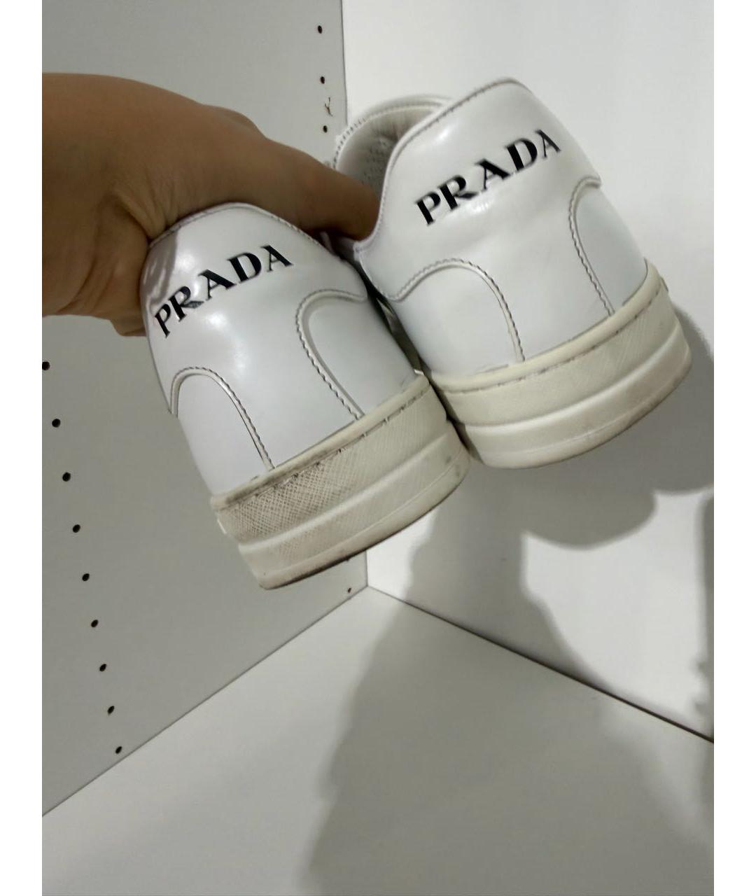 PRADA Белые кожаные кеды, фото 6