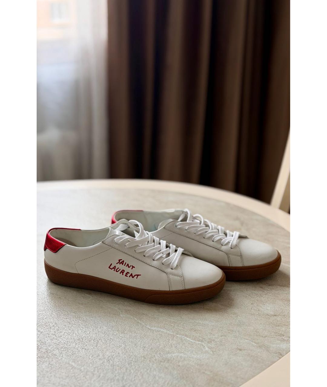 SAINT LAURENT Белые кожаные кеды, фото 7