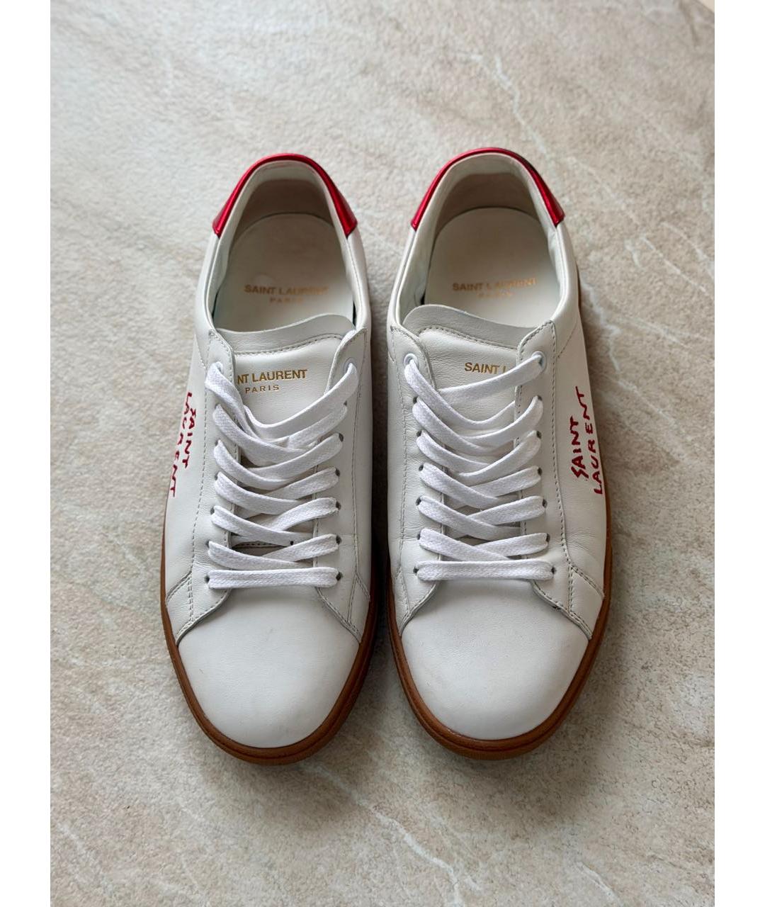 SAINT LAURENT Белые кожаные кеды, фото 2
