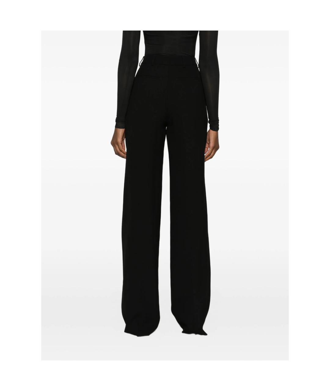 SAINT LAURENT Черные шерстяные прямые брюки, фото 4