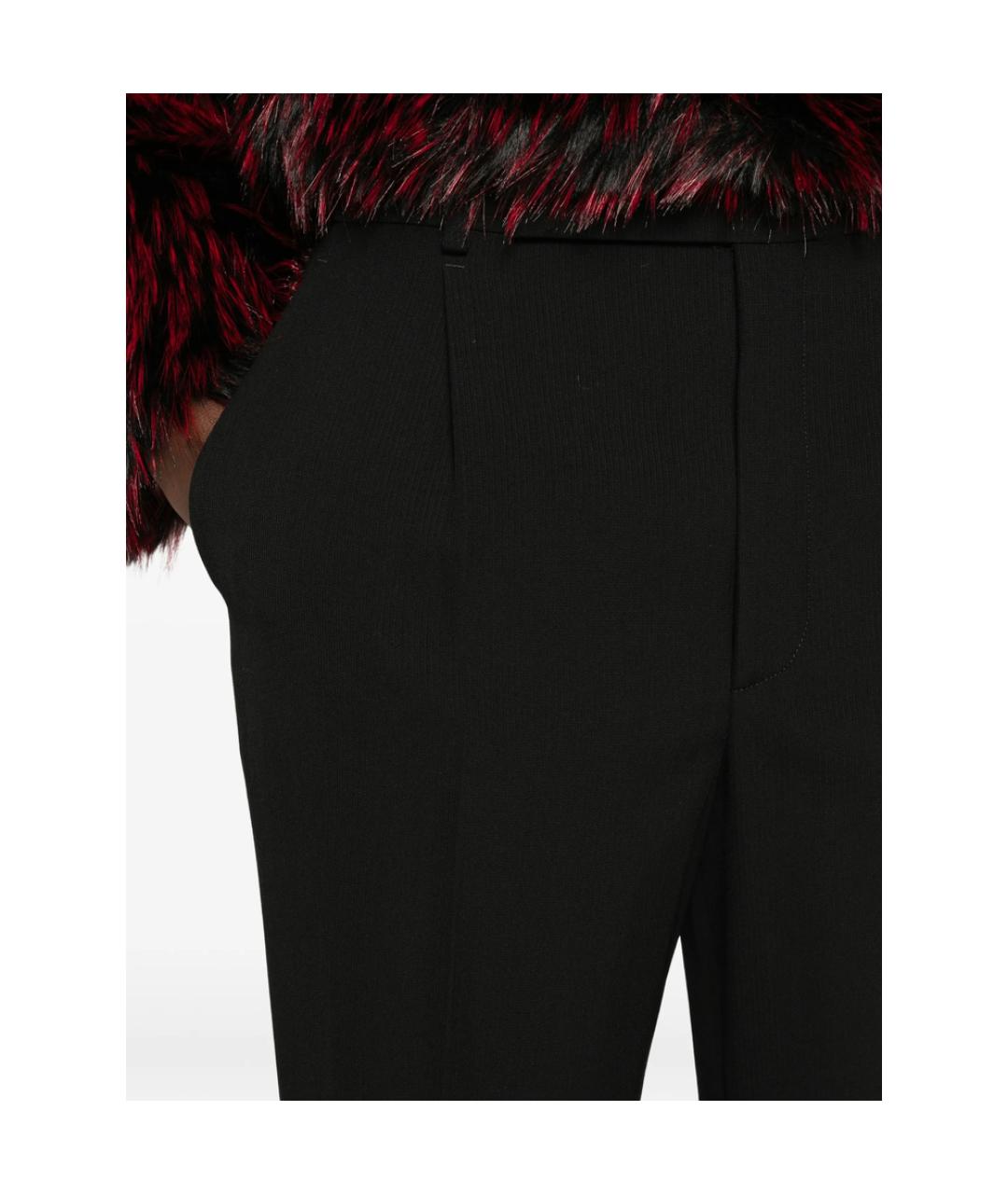 SAINT LAURENT Черные шерстяные прямые брюки, фото 2