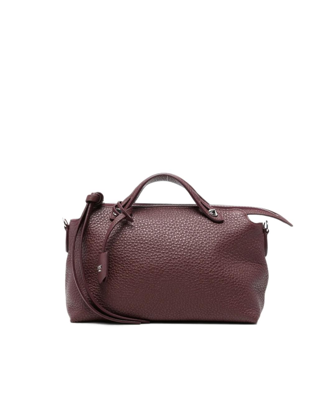 FENDI Бордовая кожаная сумка тоут, фото 6