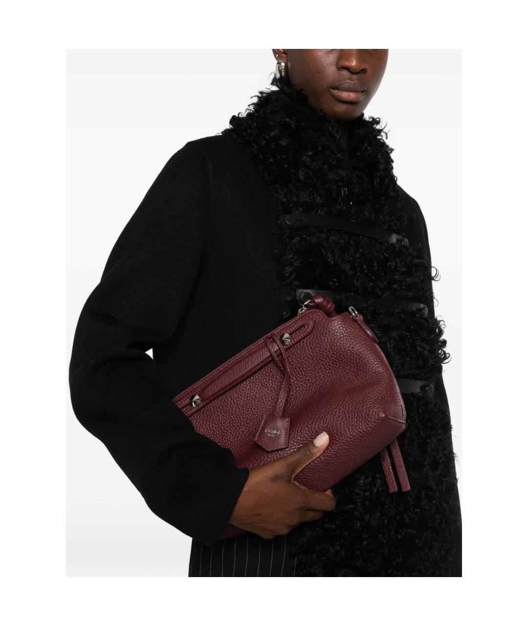 FENDI Бордовая кожаная сумка тоут, фото 2