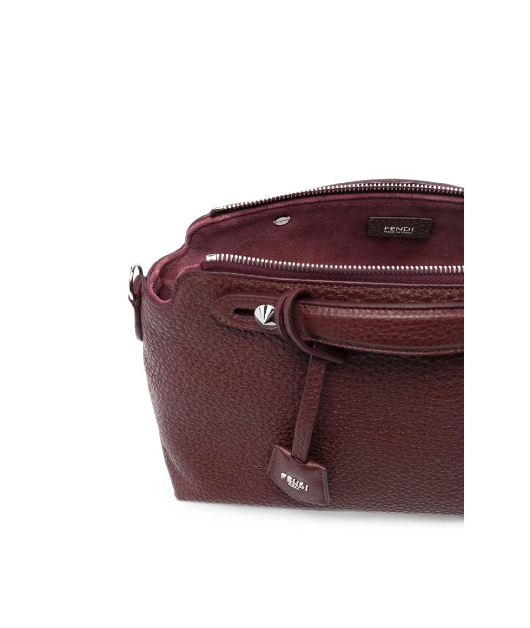 FENDI Бордовая кожаная сумка тоут, фото 5