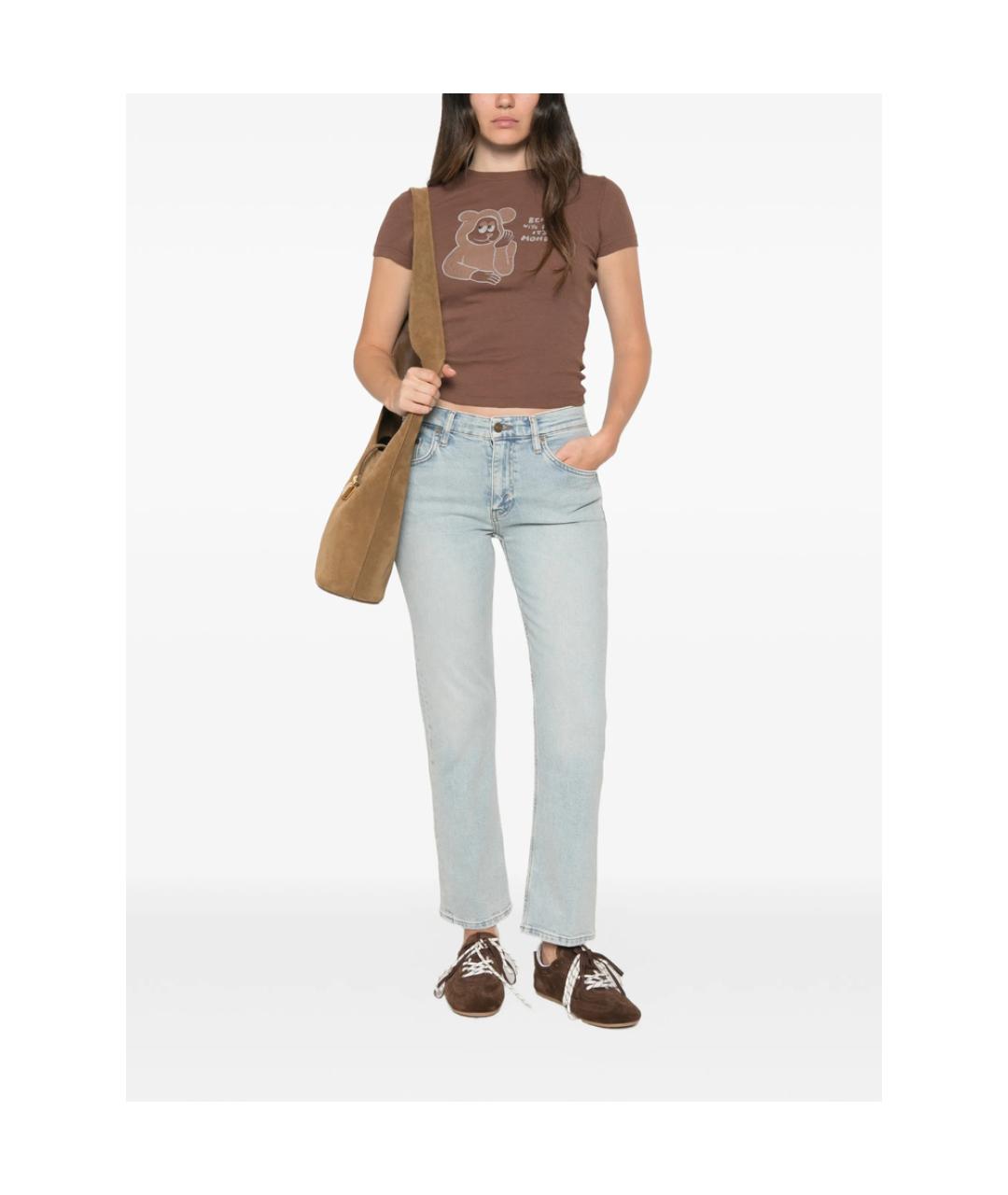 RE/DONE Голубые хлопковые прямые джинсы, фото 3