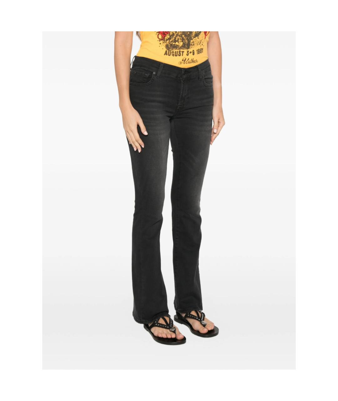 7 FOR ALL MANKIND Черные хлопковые прямые джинсы, фото 2