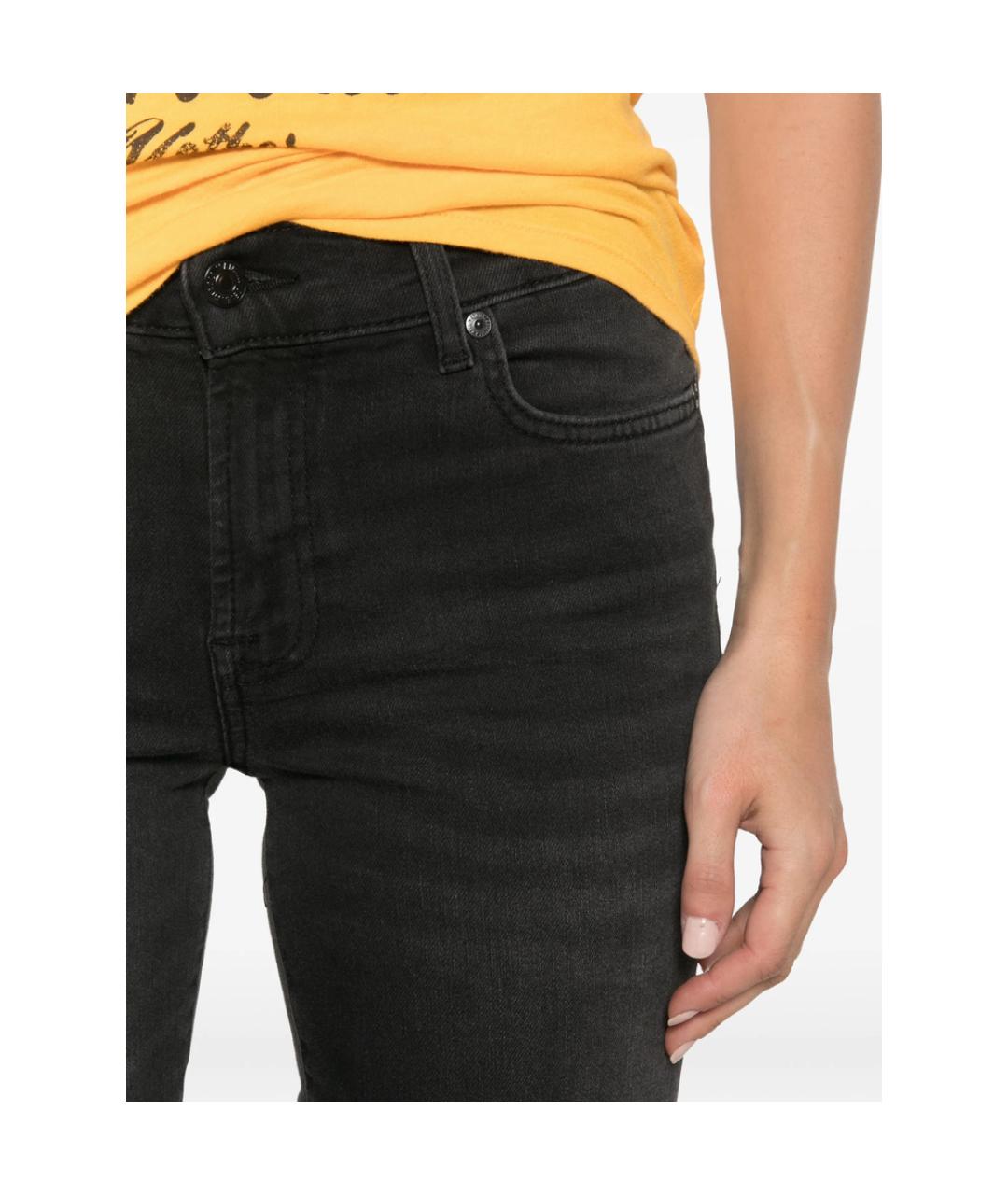 7 FOR ALL MANKIND Черные хлопковые прямые джинсы, фото 3