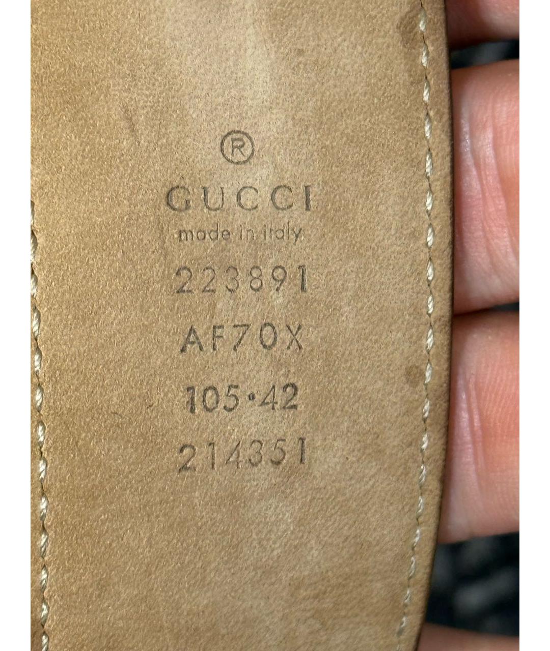 GUCCI Оранжевый кожаный ремень, фото 3