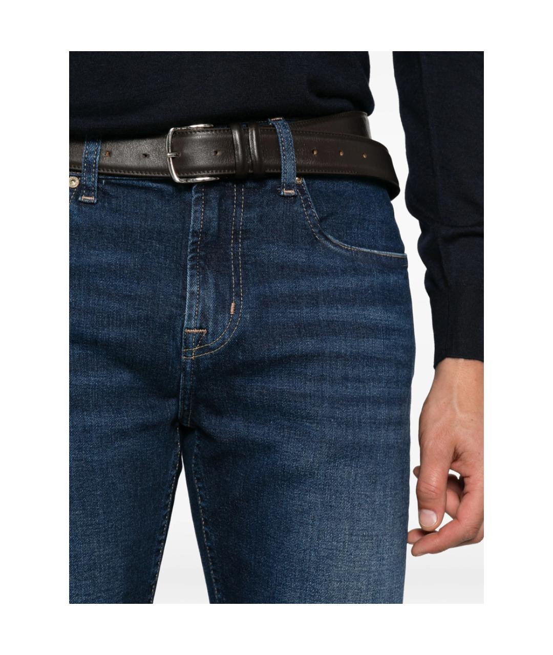 7 FOR ALL MANKIND Синие хлопковые прямые джинсы, фото 2