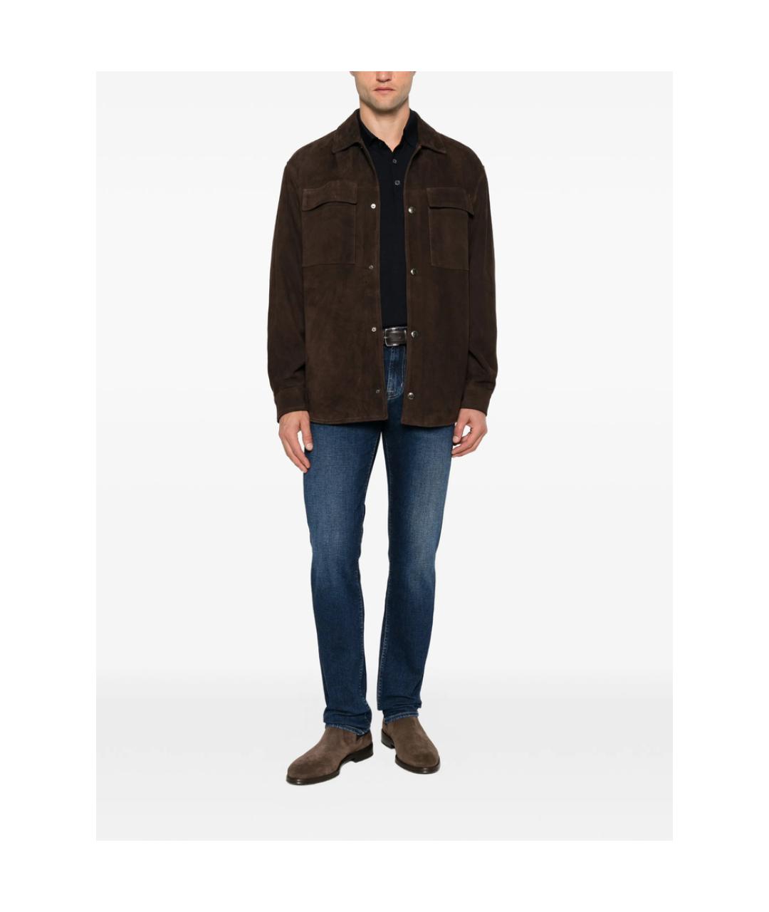7 FOR ALL MANKIND Синие хлопковые прямые джинсы, фото 3