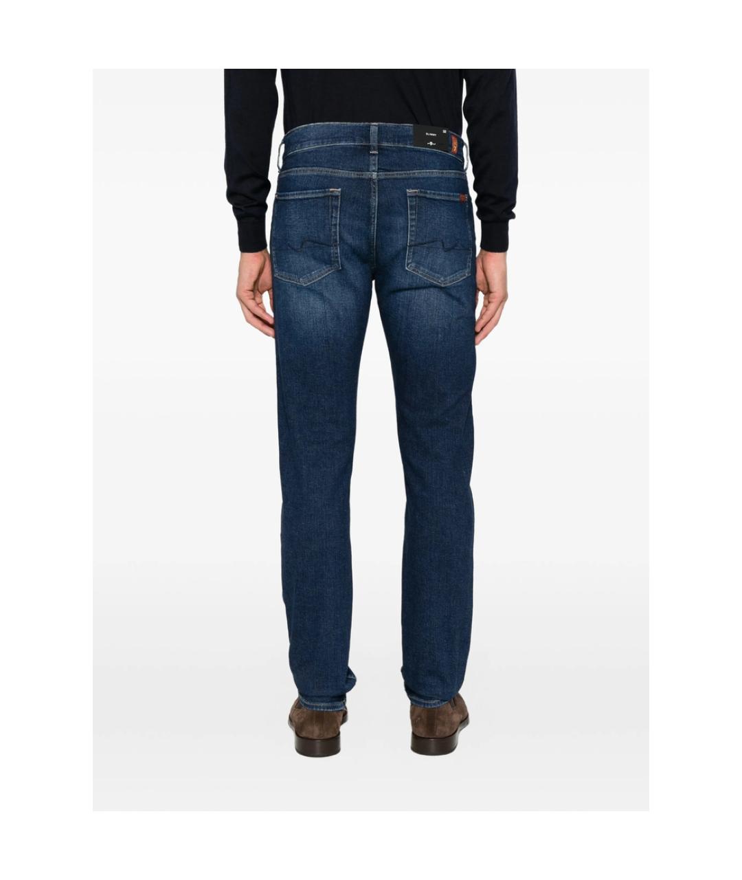 7 FOR ALL MANKIND Синие хлопковые прямые джинсы, фото 4