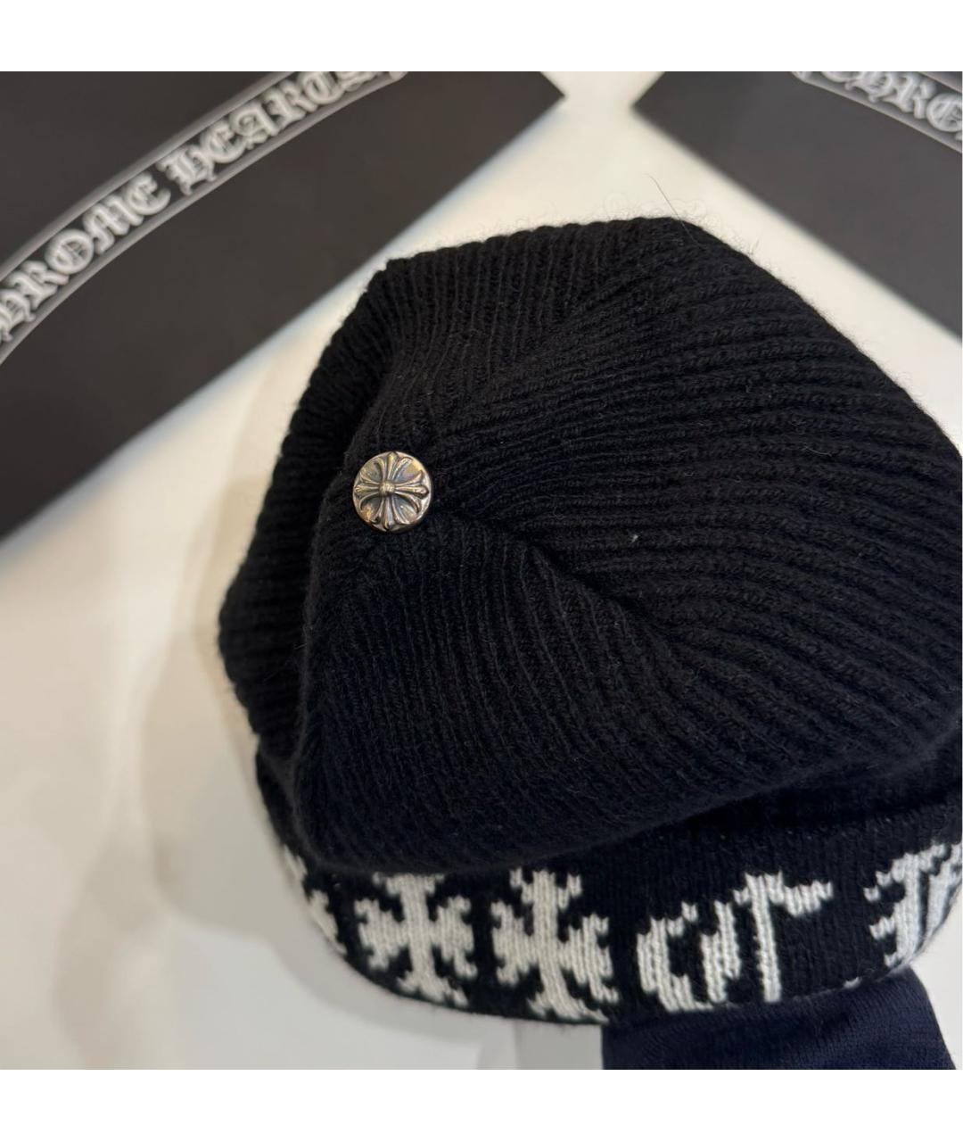CHROME HEARTS Черная кашемировая шапка, фото 2