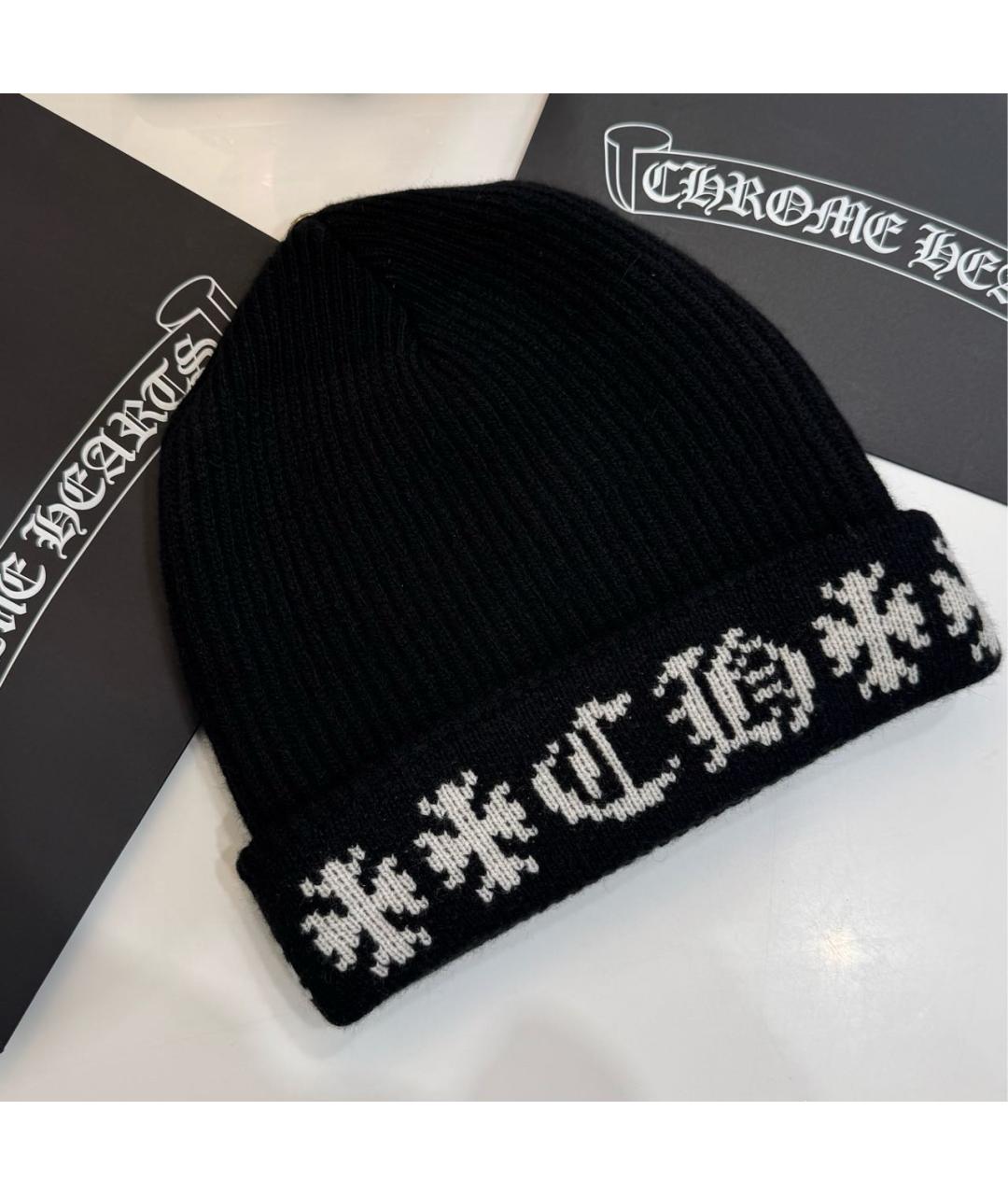CHROME HEARTS Черная кашемировая шапка, фото 4
