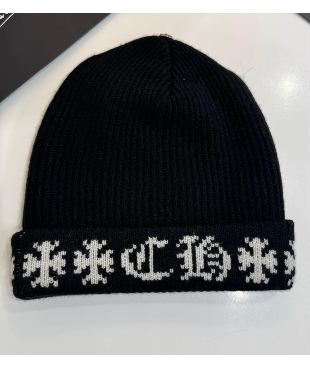 CHROME HEARTS Черная кашемировая шапка, фото 8