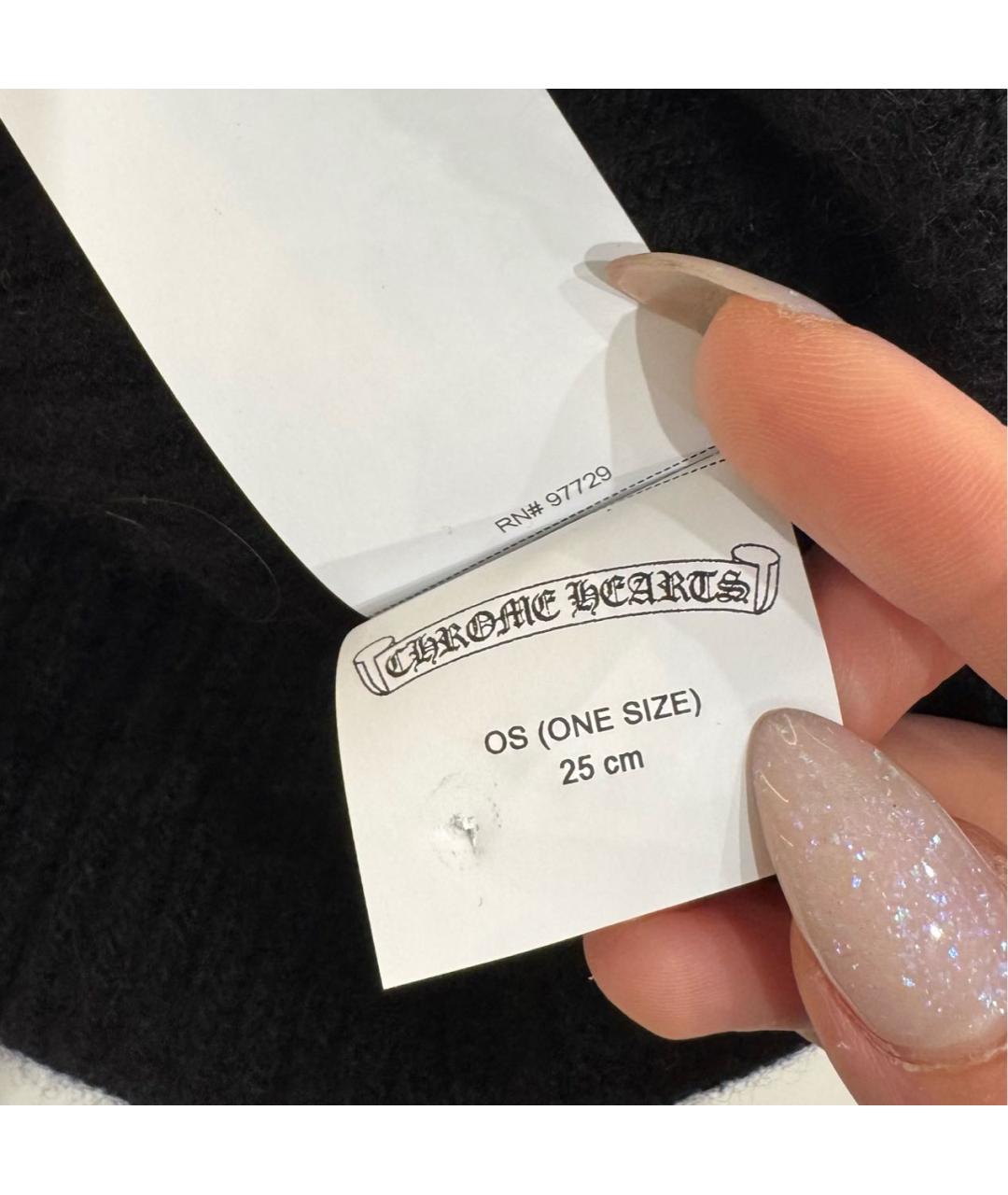 CHROME HEARTS Черная кашемировая шапка, фото 5
