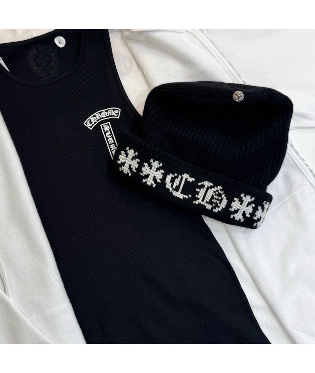 CHROME HEARTS Черная кашемировая шапка, фото 3