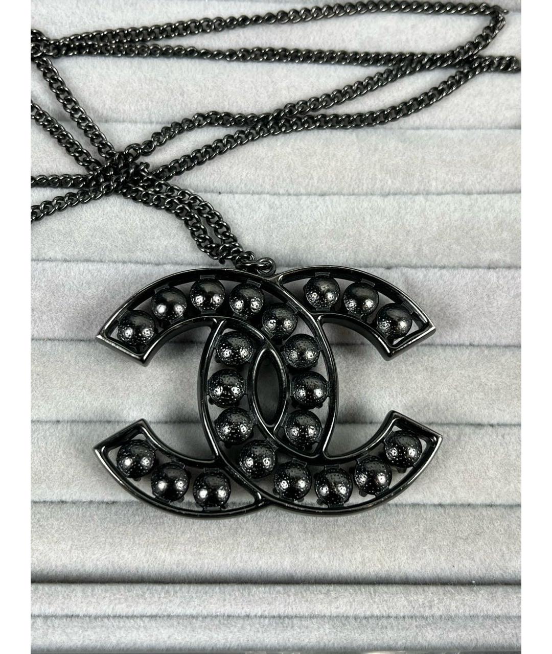 CHANEL Антрацитовое металлическое колье, фото 3