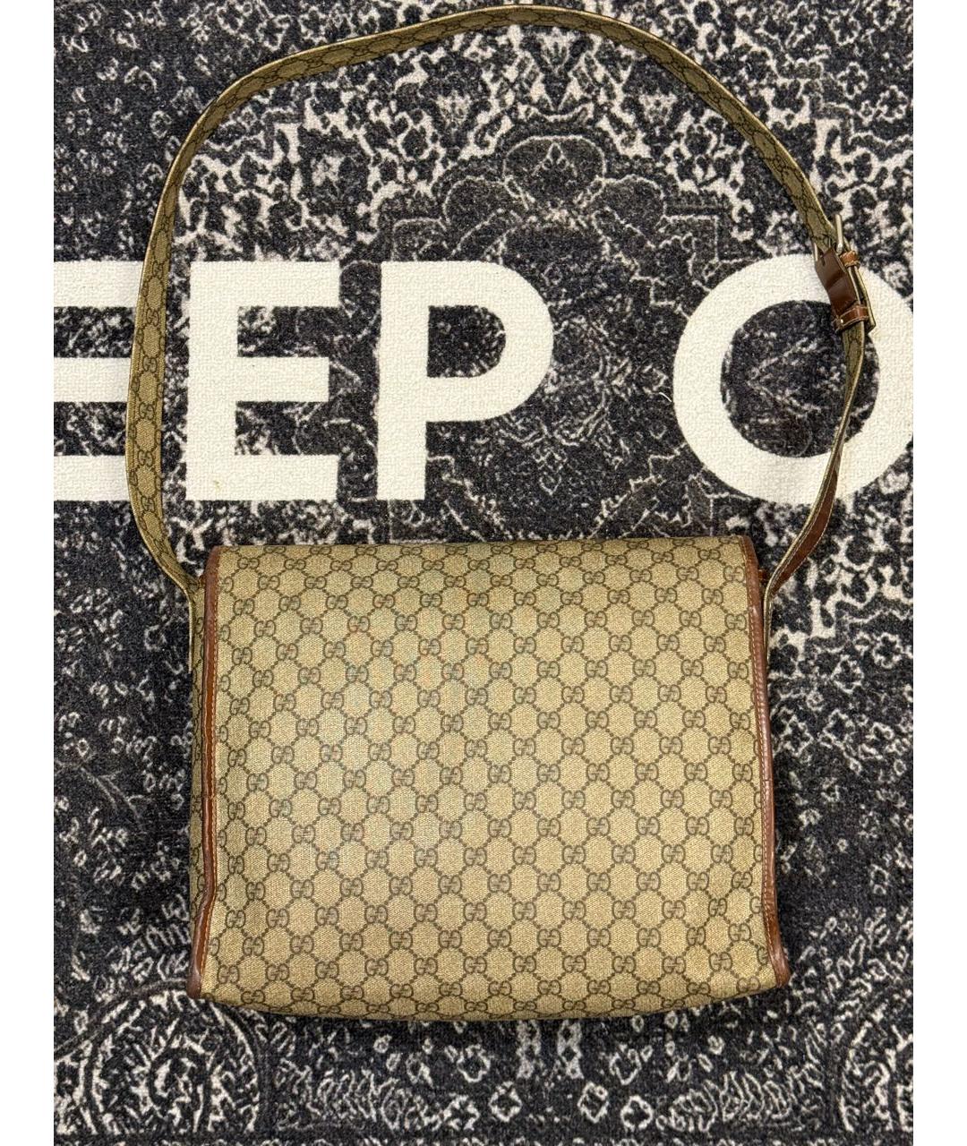 GUCCI Коричневая сумка на плечо из канвы, фото 3