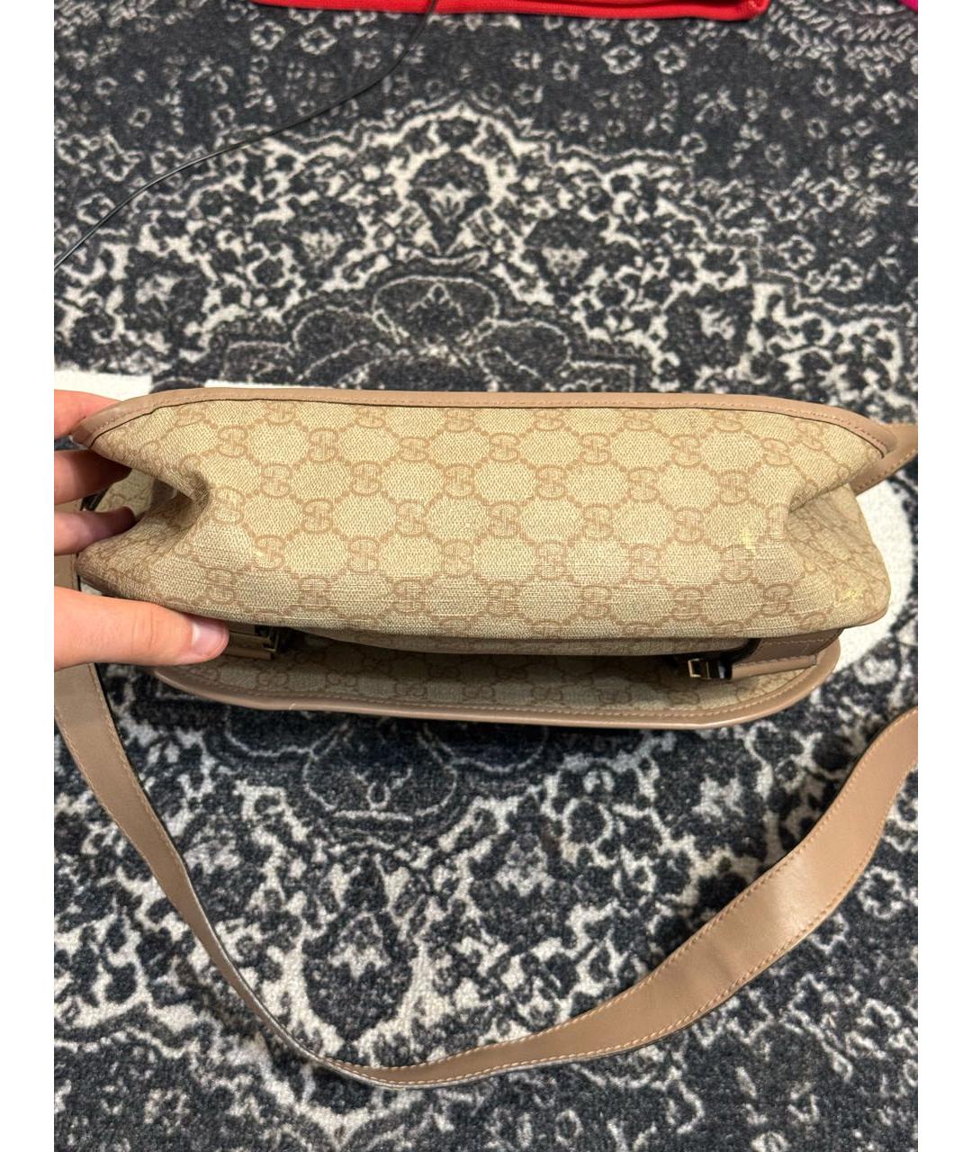 GUCCI Бежевая сумка на плечо из канвы, фото 5