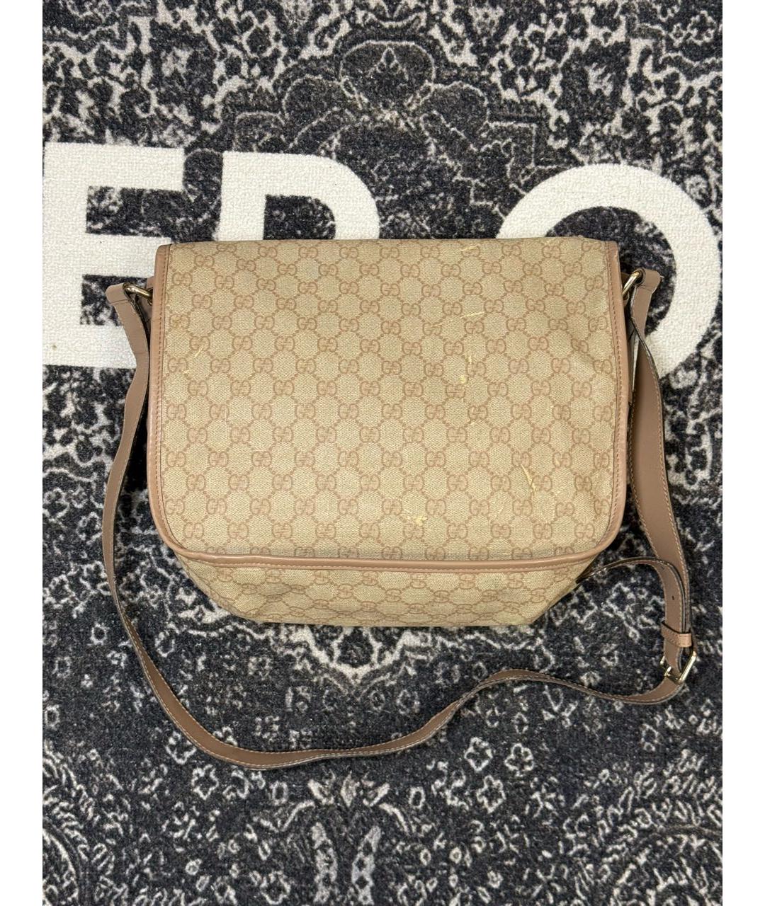 GUCCI Бежевая сумка на плечо из канвы, фото 2