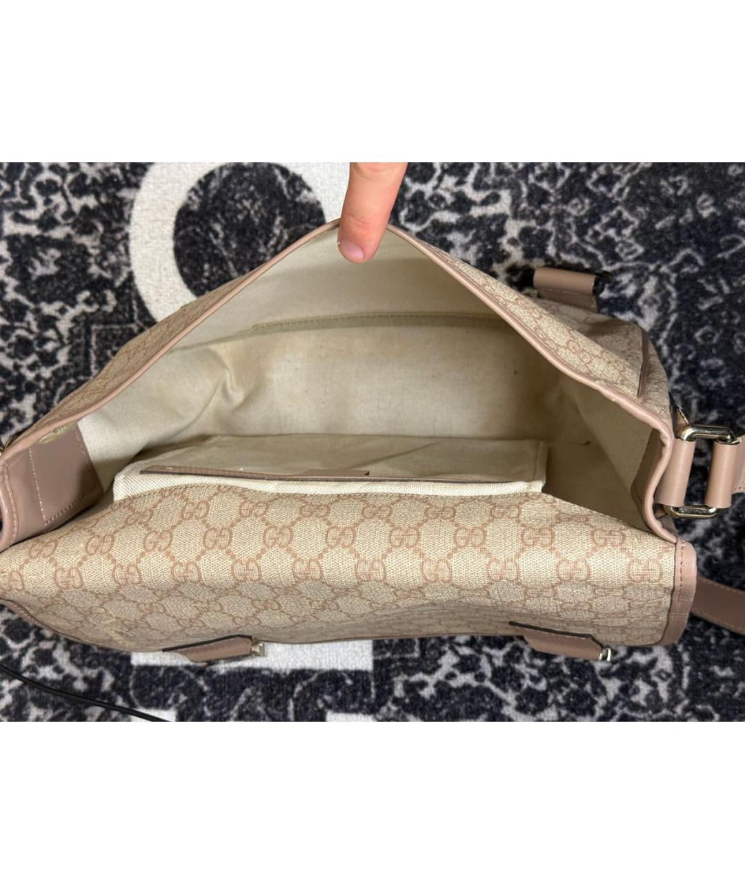 GUCCI Бежевая сумка на плечо из канвы, фото 4