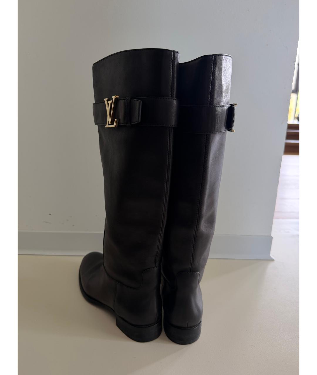 LOUIS VUITTON Черные кожаные сапоги, фото 2