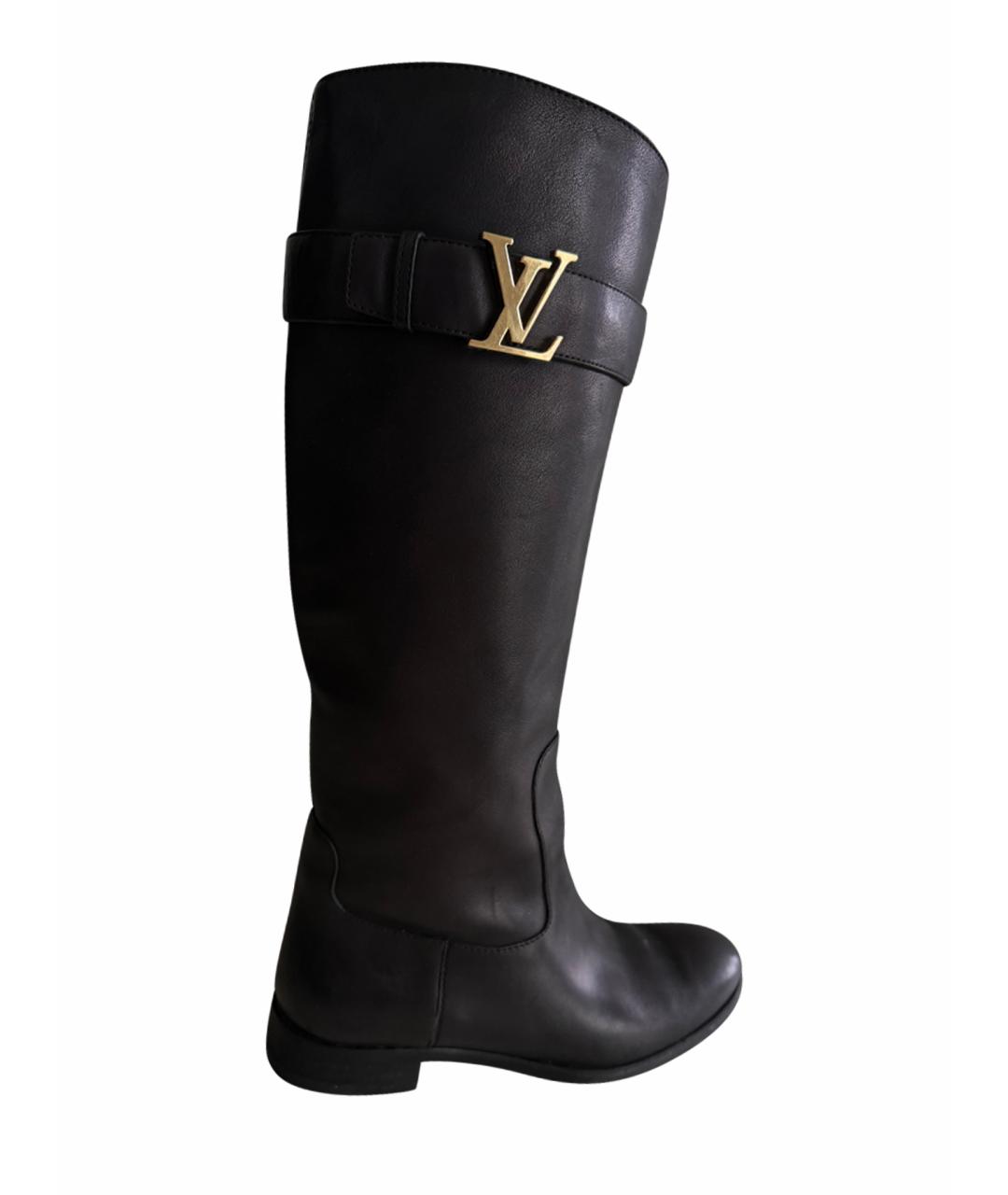 LOUIS VUITTON Черные кожаные сапоги, фото 1