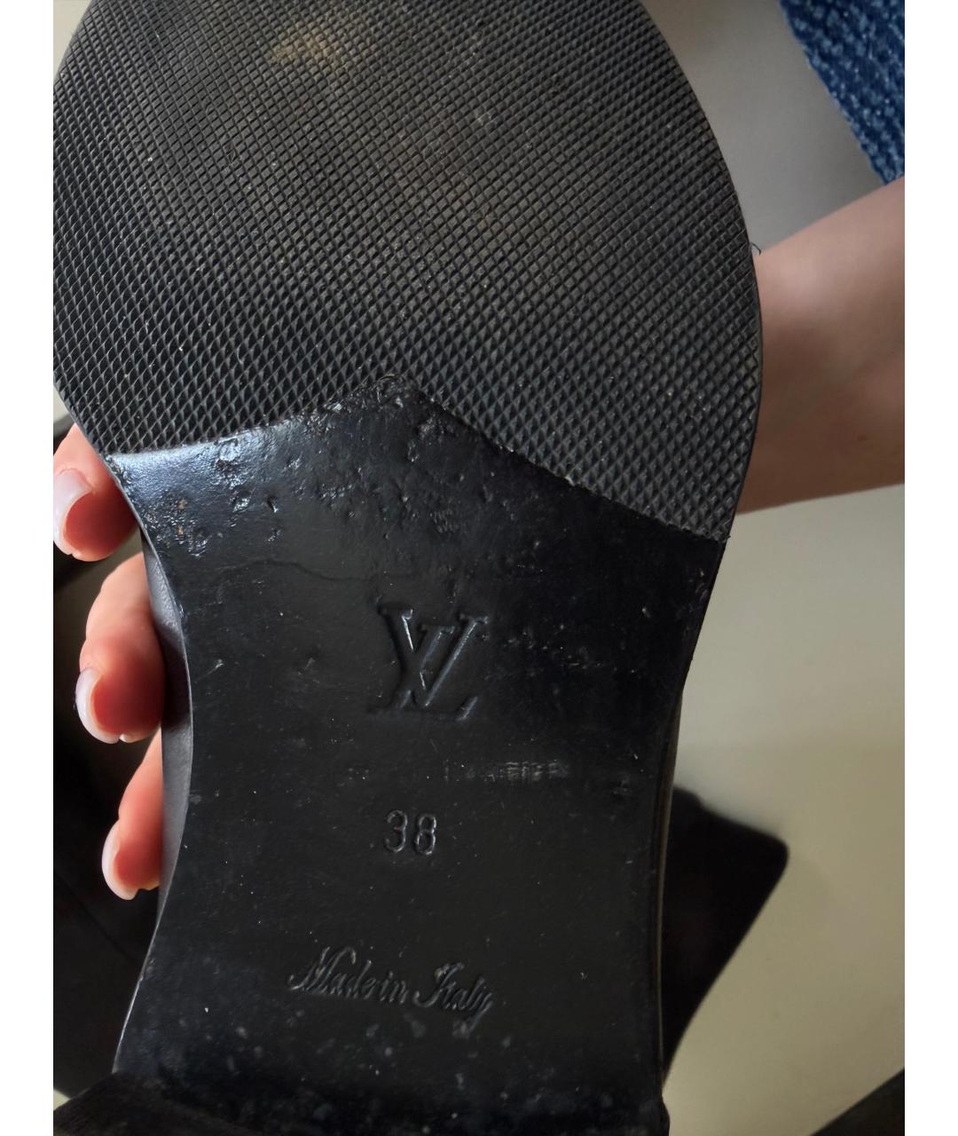 LOUIS VUITTON Черные кожаные сапоги, фото 3
