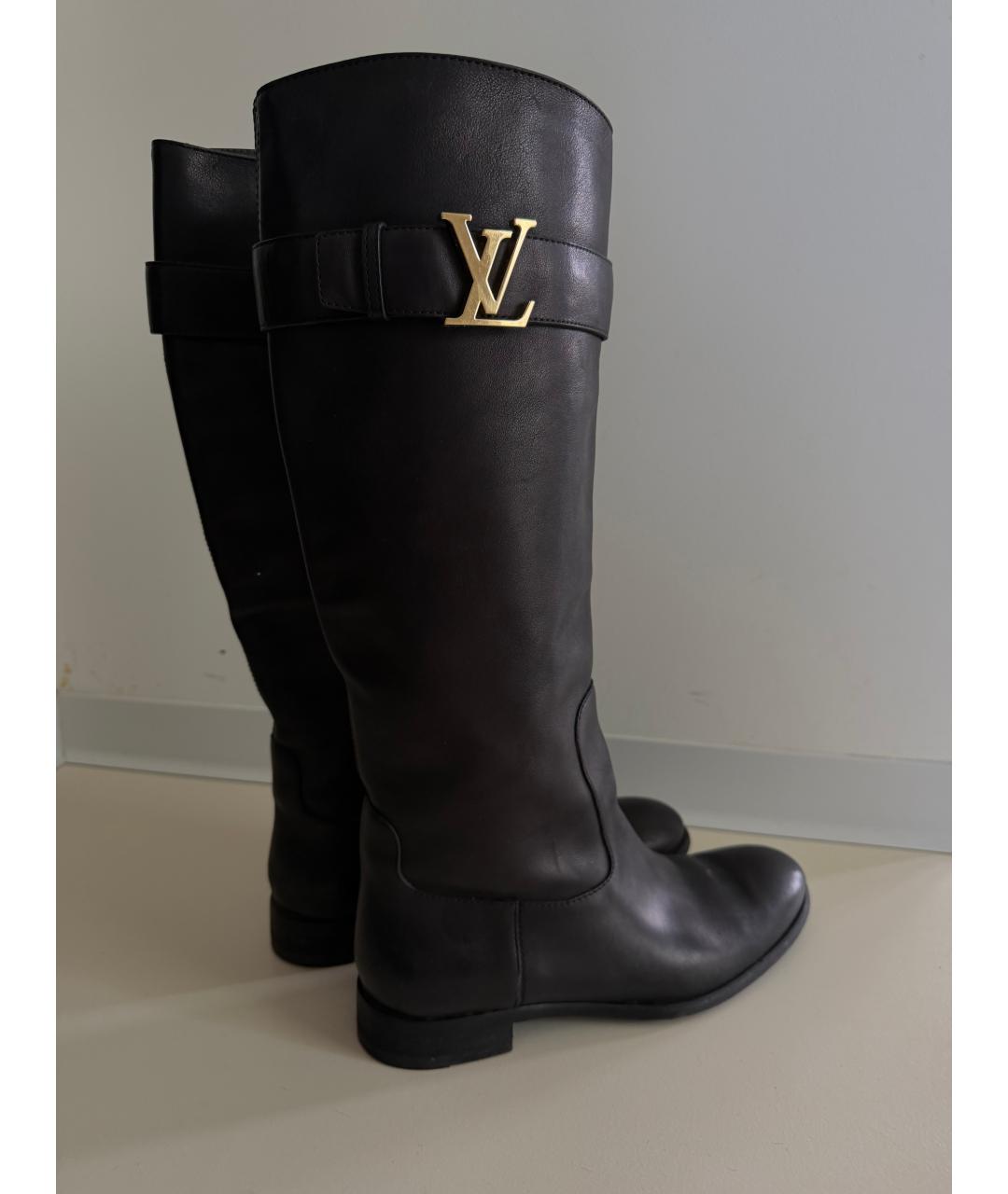LOUIS VUITTON Черные кожаные сапоги, фото 5