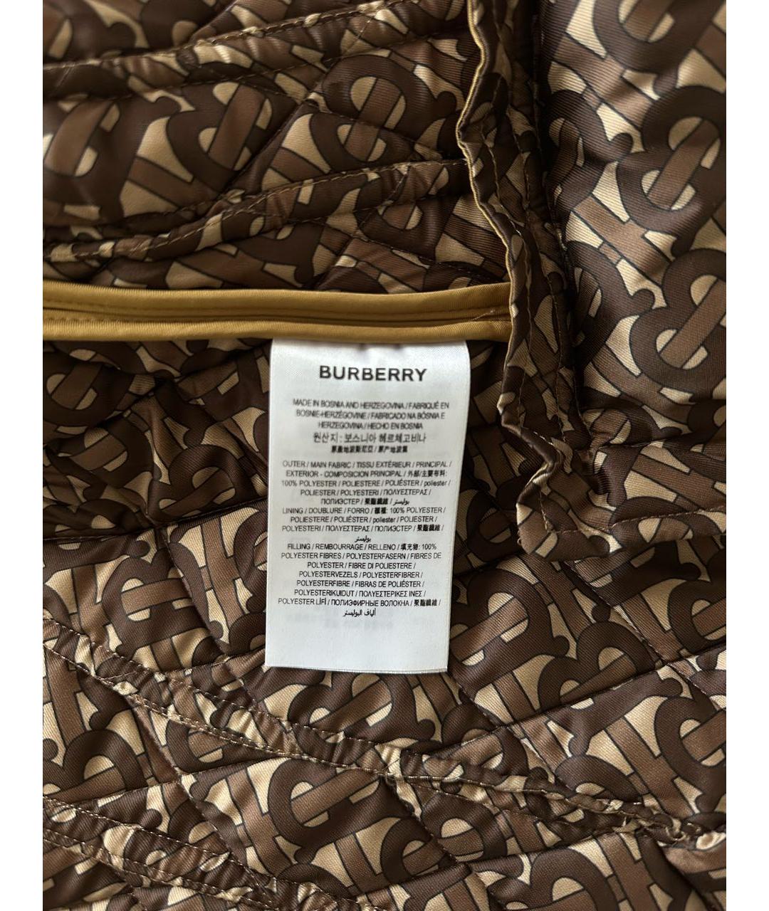 BURBERRY Горчичная полиэстеровая куртка, фото 7
