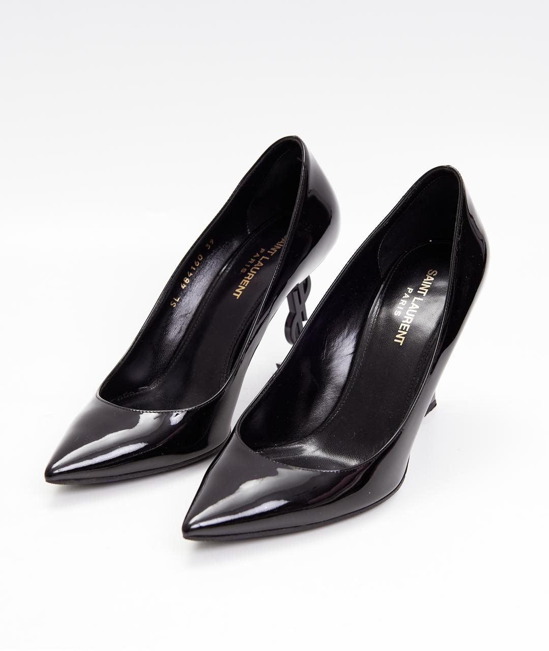 SAINT LAURENT Черные туфли из лакированной кожи, фото 2