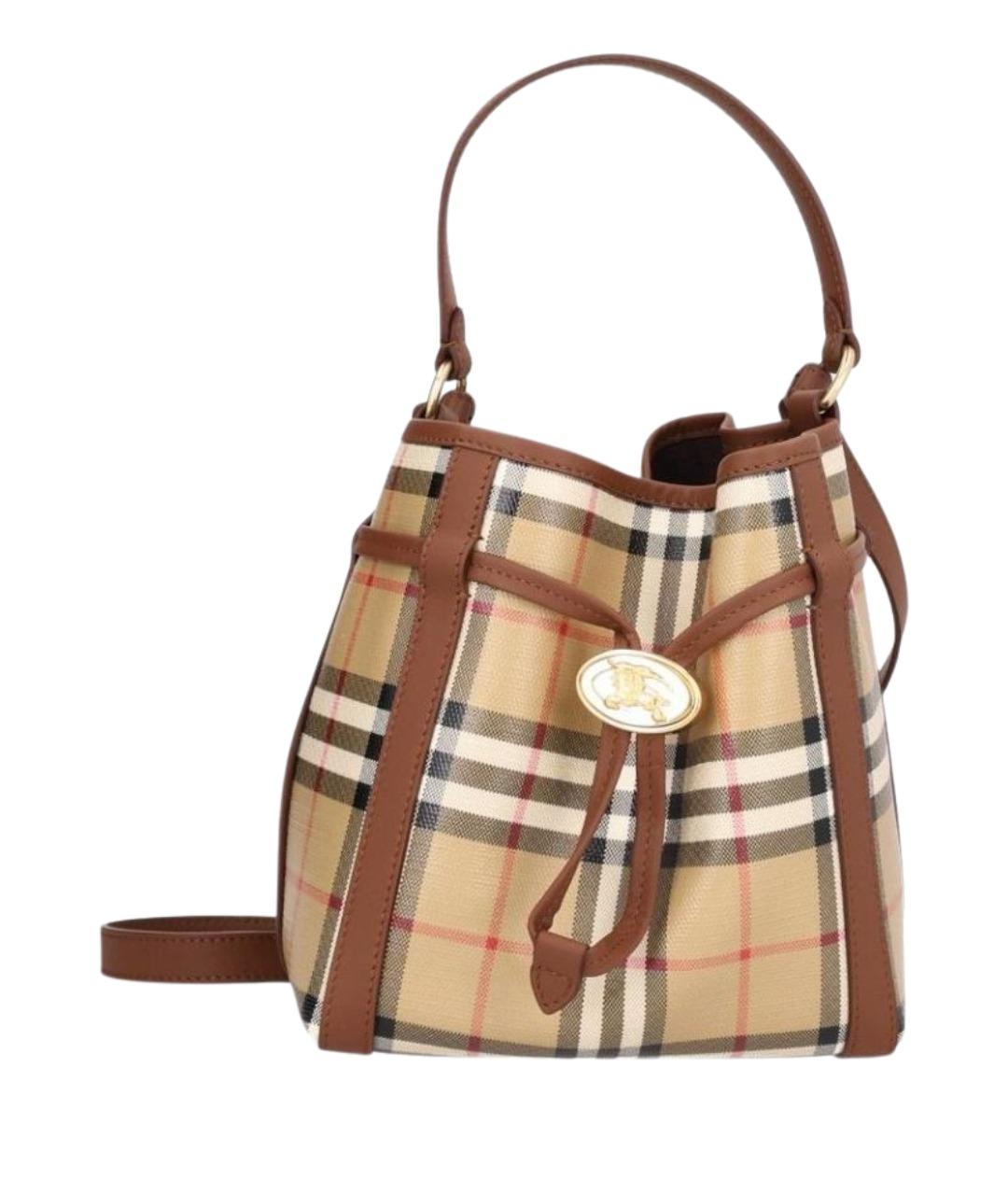 BURBERRY Бежевая сумка через плечо из канвы, фото 1