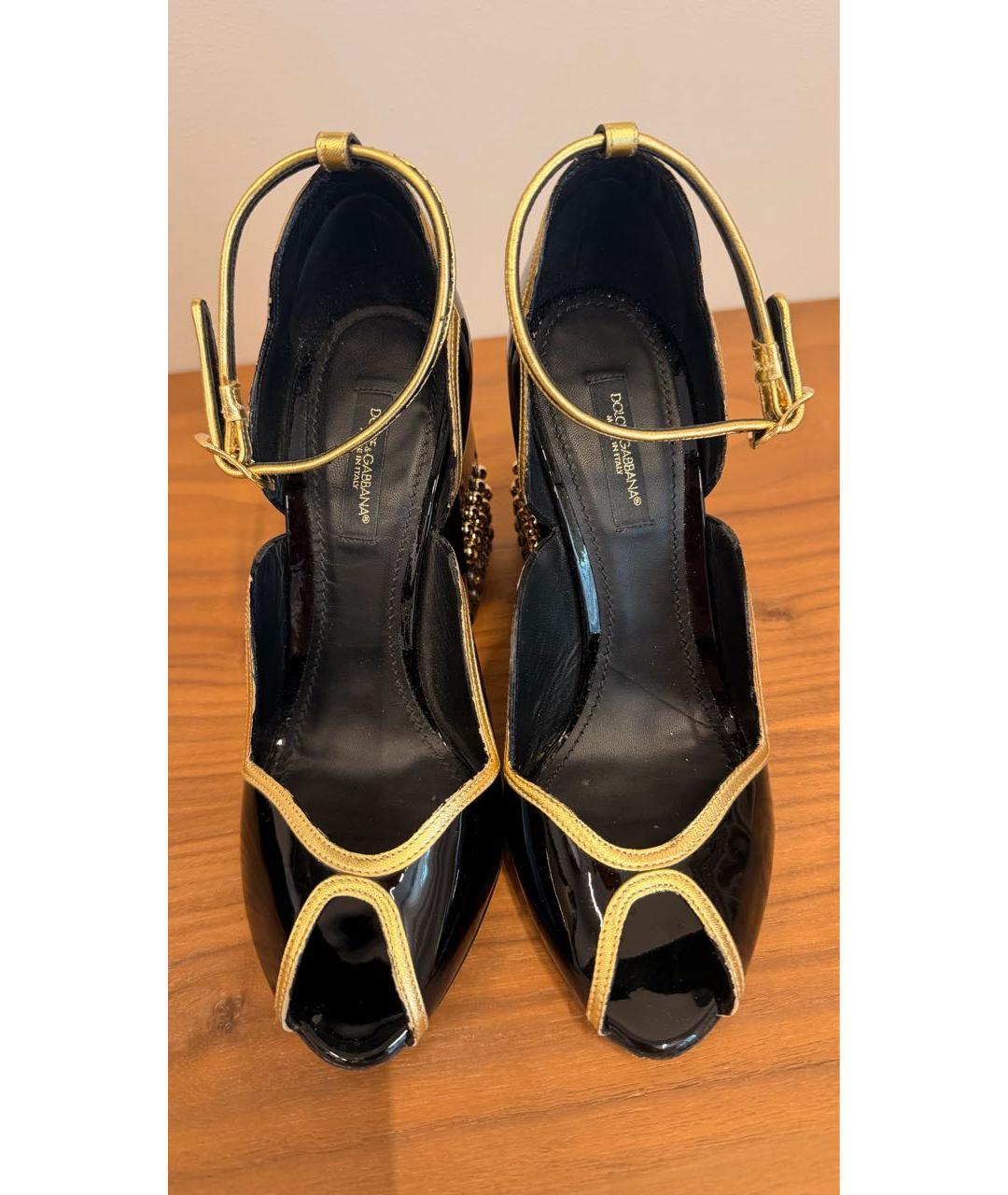 DOLCE&GABBANA Черные босоножки из лакированной кожи, фото 2