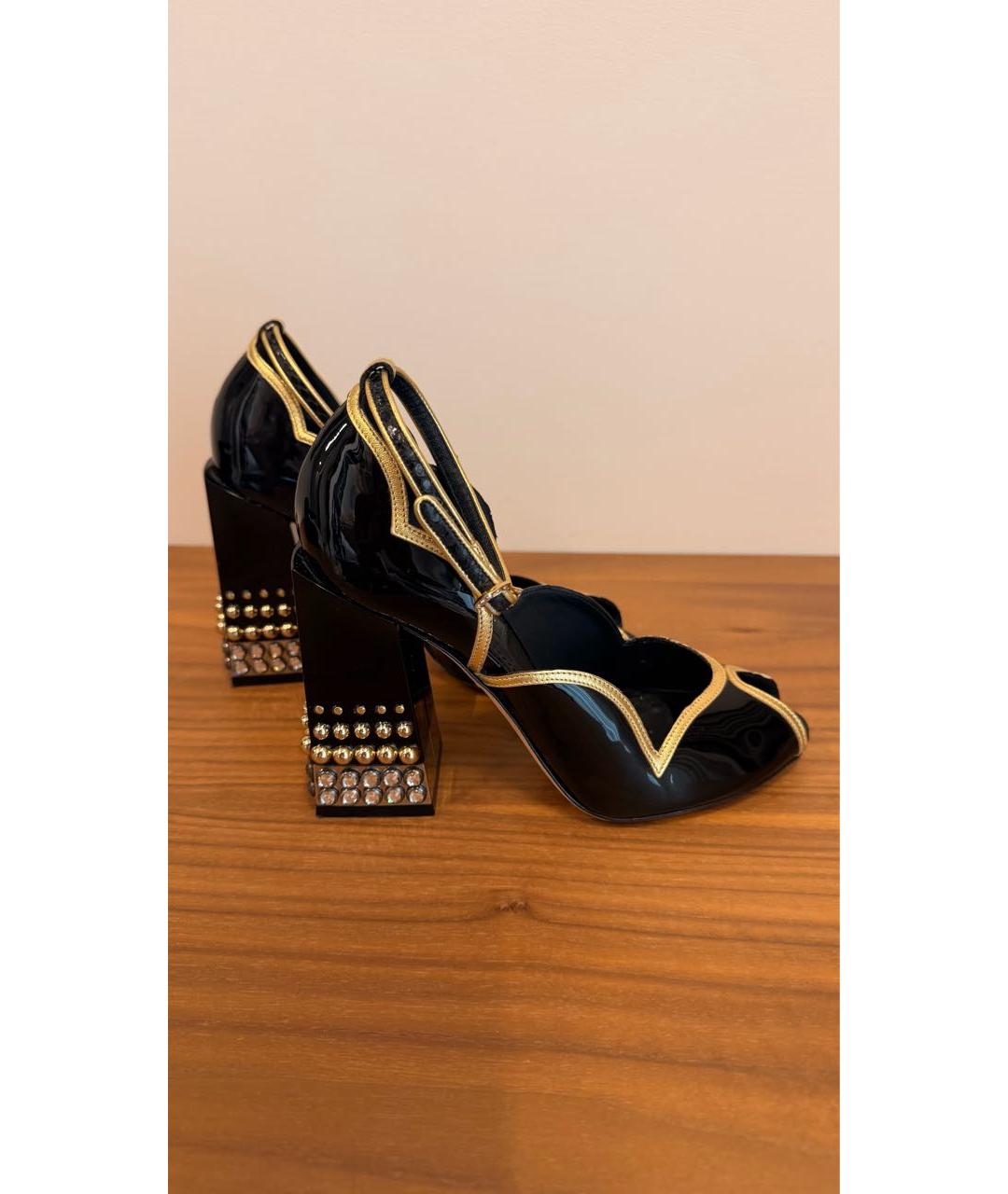 DOLCE&GABBANA Черные босоножки из лакированной кожи, фото 8