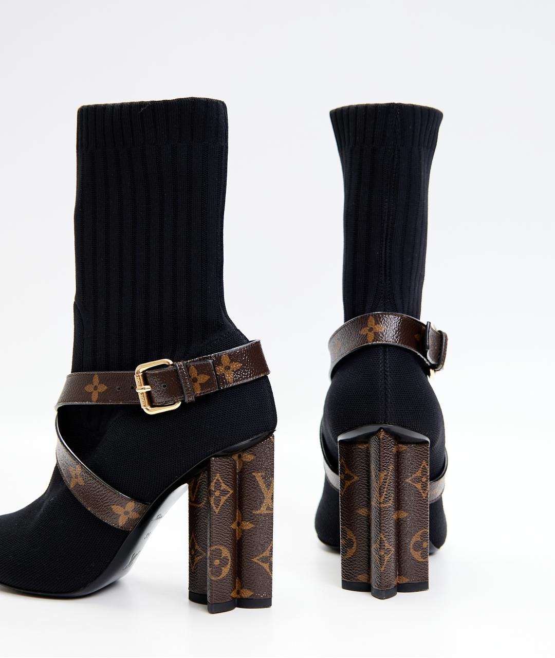 LOUIS VUITTON Черные текстильные ботильоны, фото 4