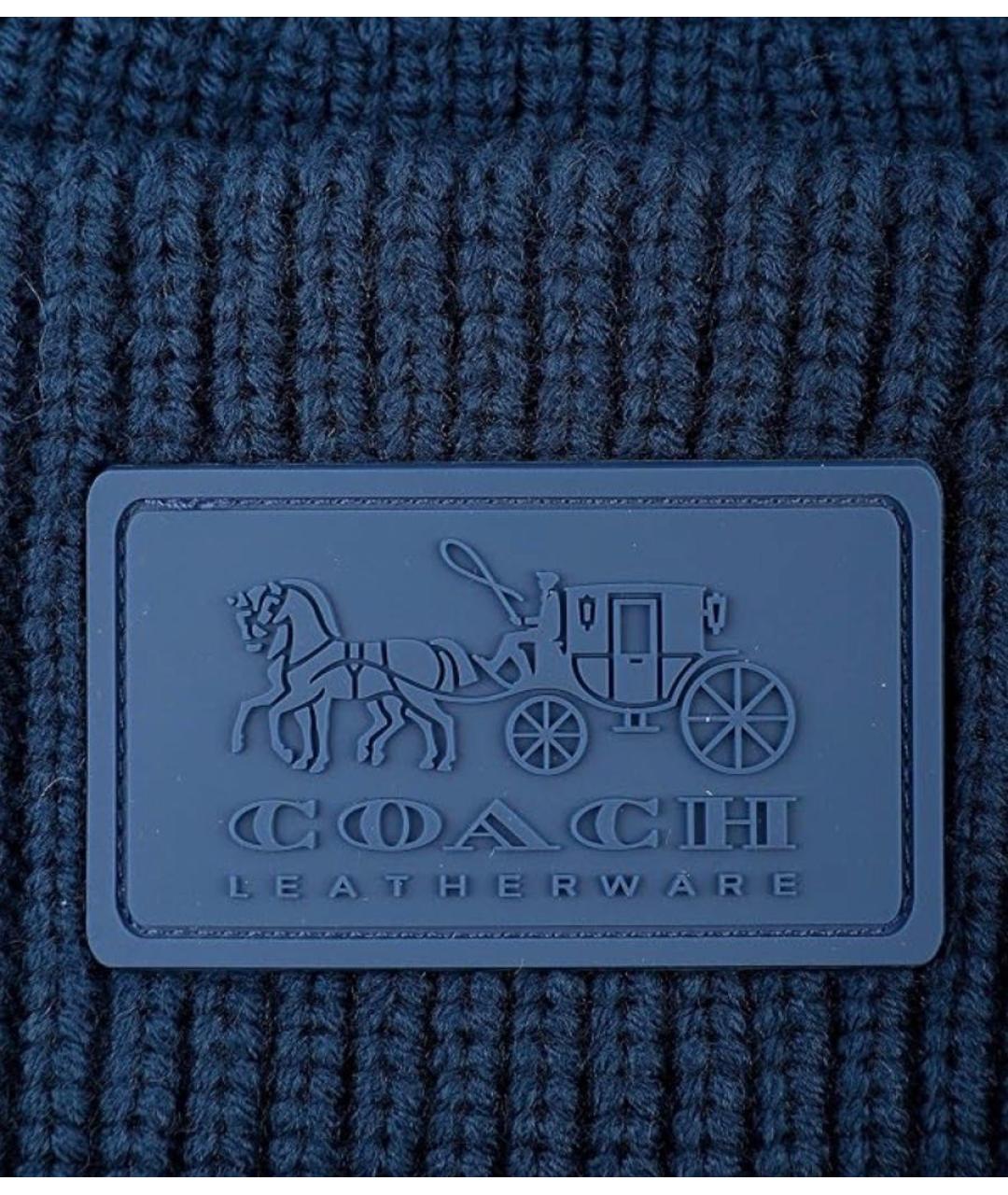 COACH Темно-синяя синтетическая шапка, фото 2